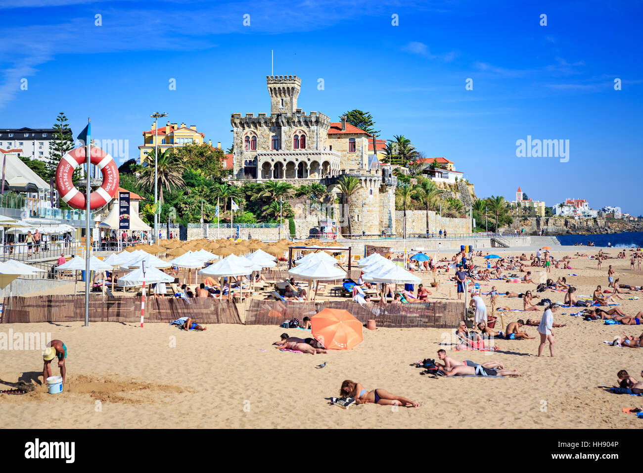 ESTORIL, PORTUGAL - CIRCA OCTOBER, 2016:  The Praia do Tamariz beach in Estoril- Cascais, Portugal Stock Photo