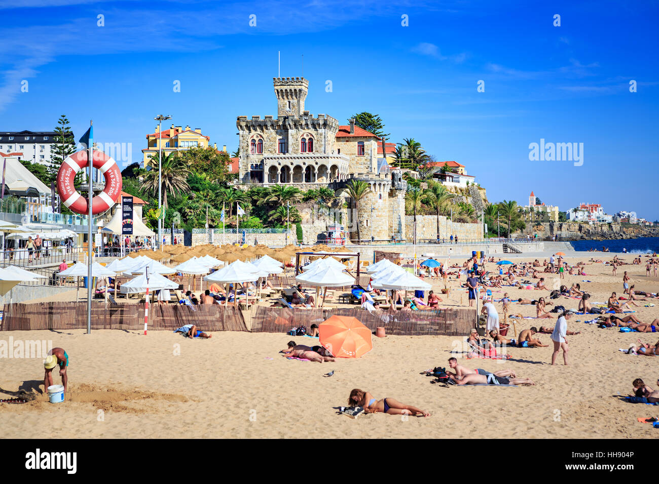 ESTORIL, PORTUGAL - CIRCA OCTOBER, 2016: The Praia do Tamariz beach in