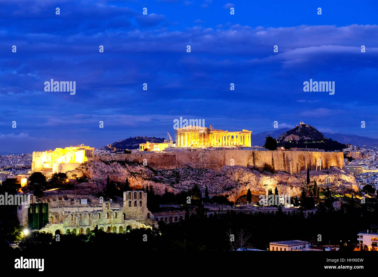 View of the Acropolis of Athens, Athens, Greece Stock Photo