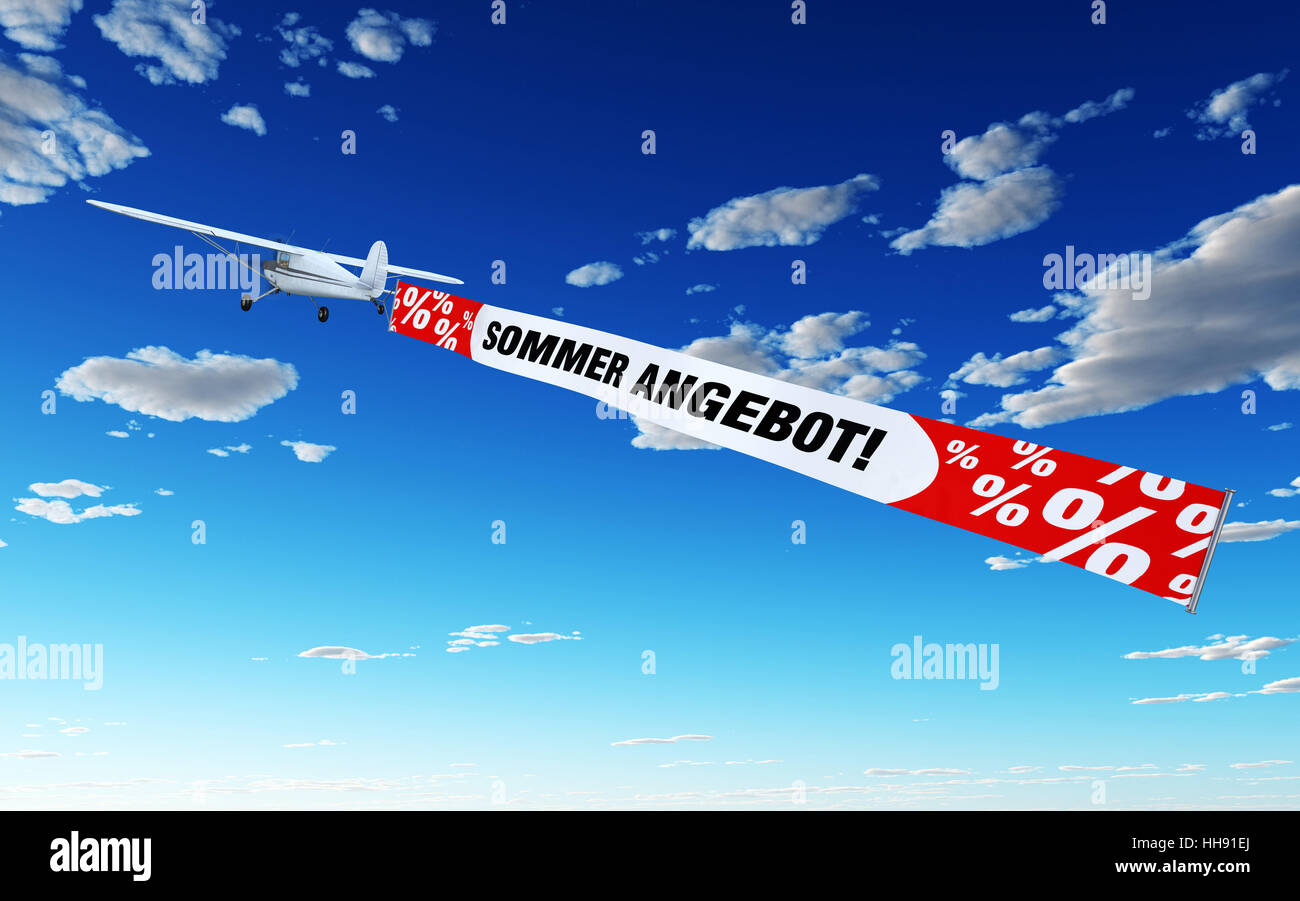 Airplane With Banner Summer Offer Stock Photo 131120490 Alamy