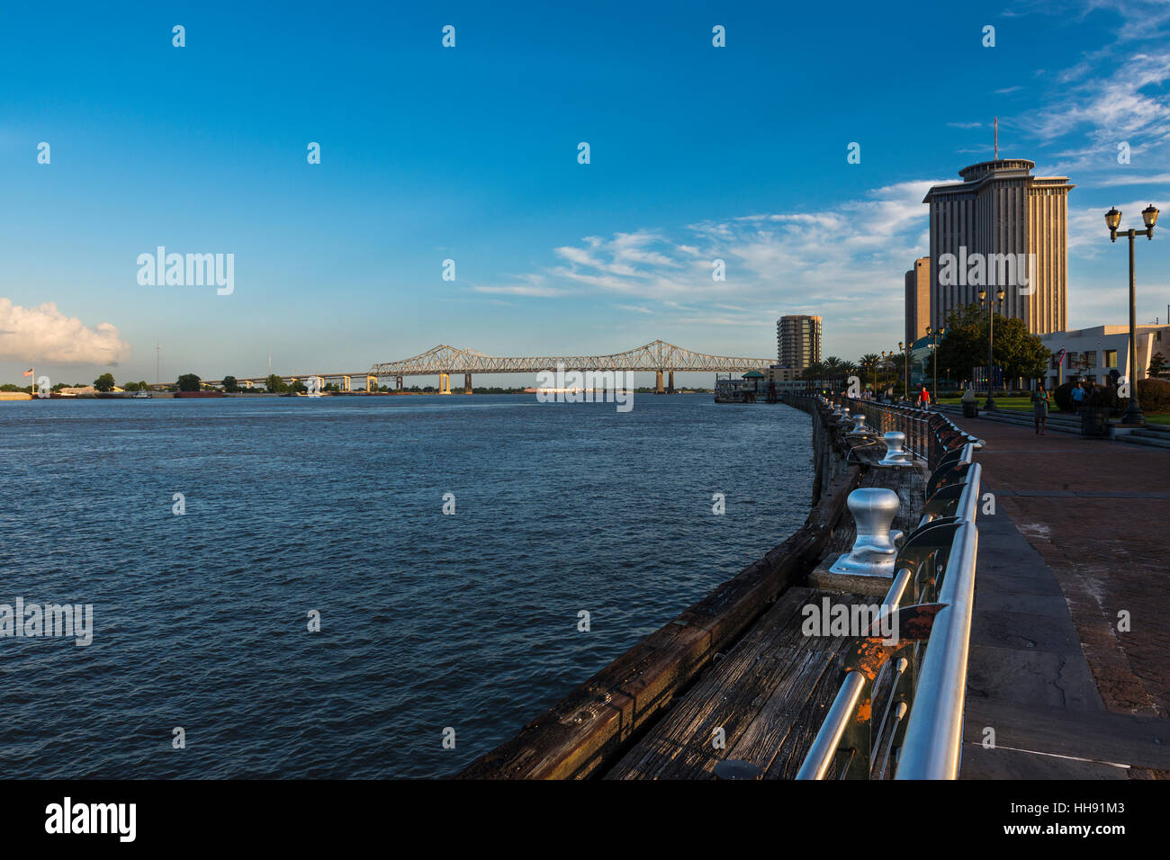 New Orleans, Louisiana, USA - June 18, 2014: View of the Mississippi River in the New Orleans riverfront. Stock Photo