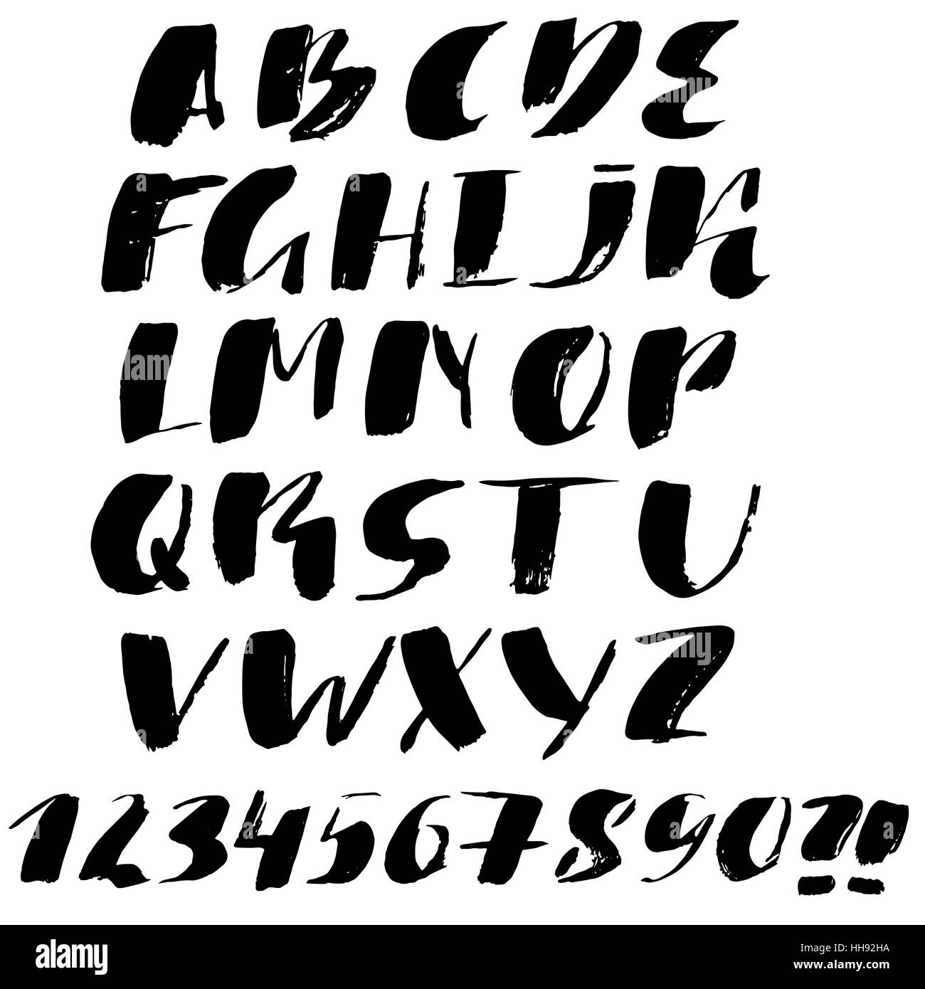 Hand drawn font made by dry brush strokes. Grunge style alphabet ...