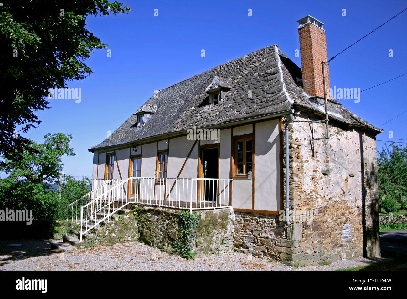 Blue House Building Garden Stone Window Porthole Dormer