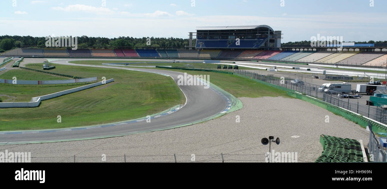 detail of a racetrack named 'Hockenheimring' in Southern Germany with race course and run-off area Stock Photo