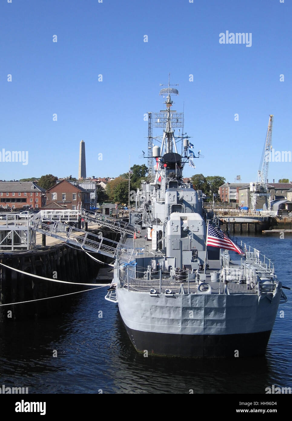a warship anchoring in Boston (USA) at summer time Stock Photo
