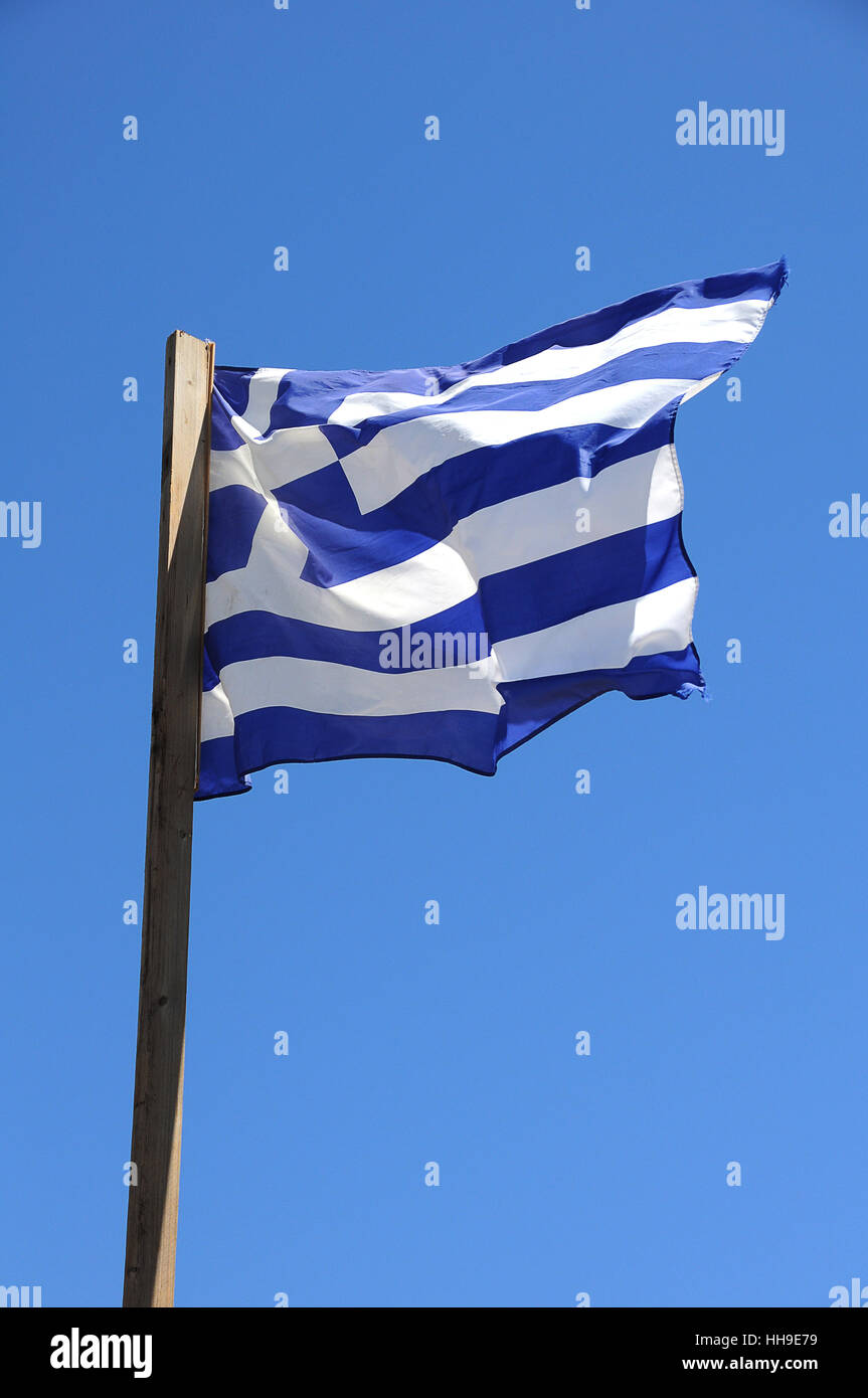 blue, greece, flag, greek, blue, symbolic, greece, flag, mast, flutter ...