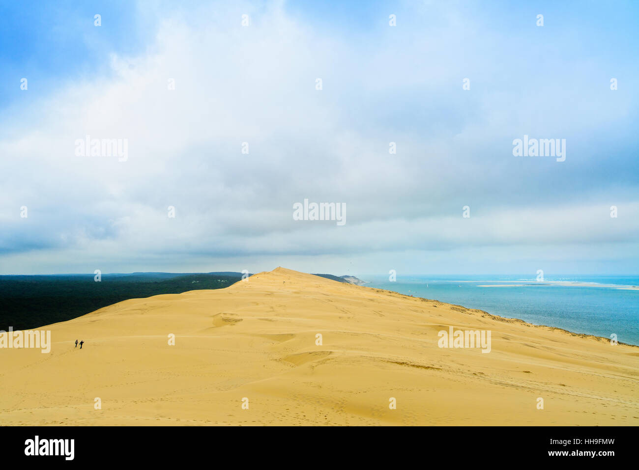 Pyla or pilat dune, Bordeaux. France, largest sand dune in Europe and ocean on background. Stock Photo