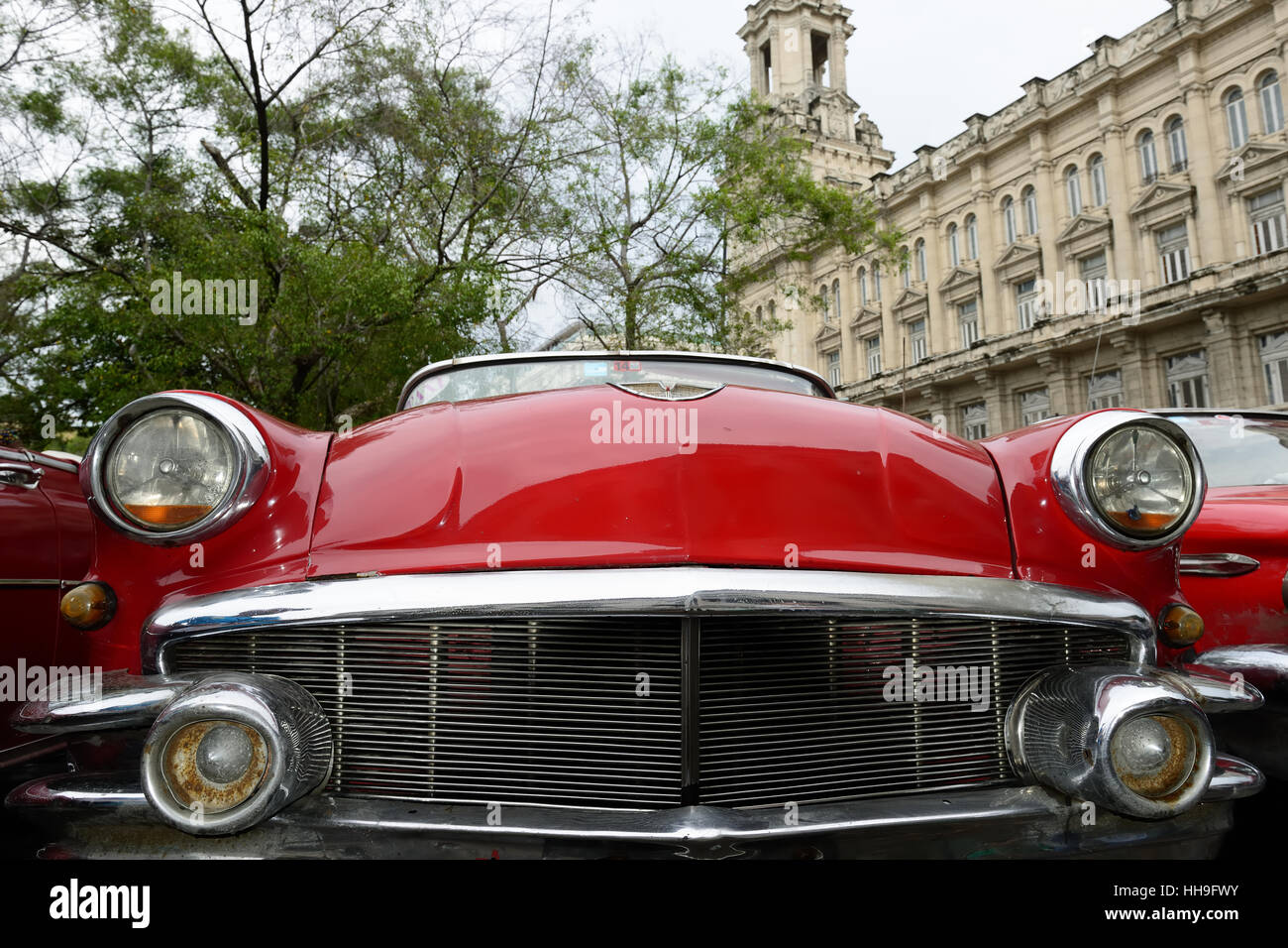 Old classic  American car on the streets on the city of Havana Stock Photo