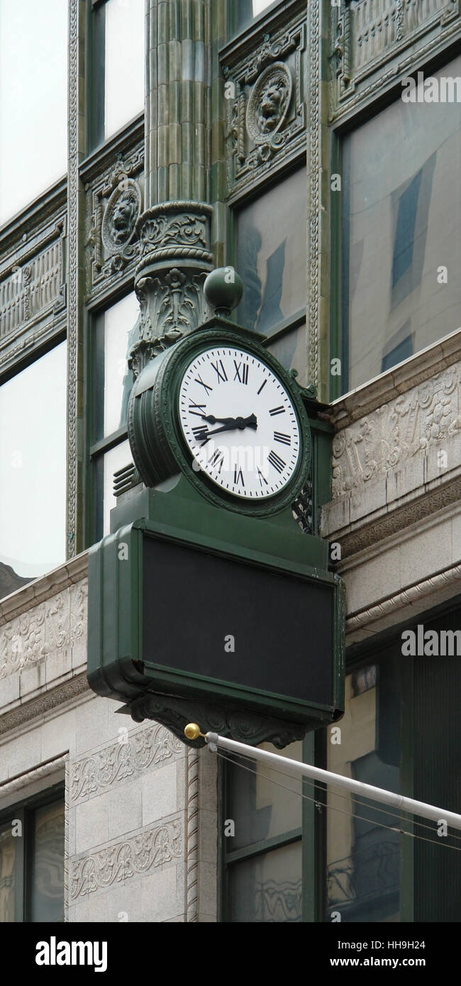 a nostalgic clock on a house facade in Boston (Massachusetts, USA) Stock Photo