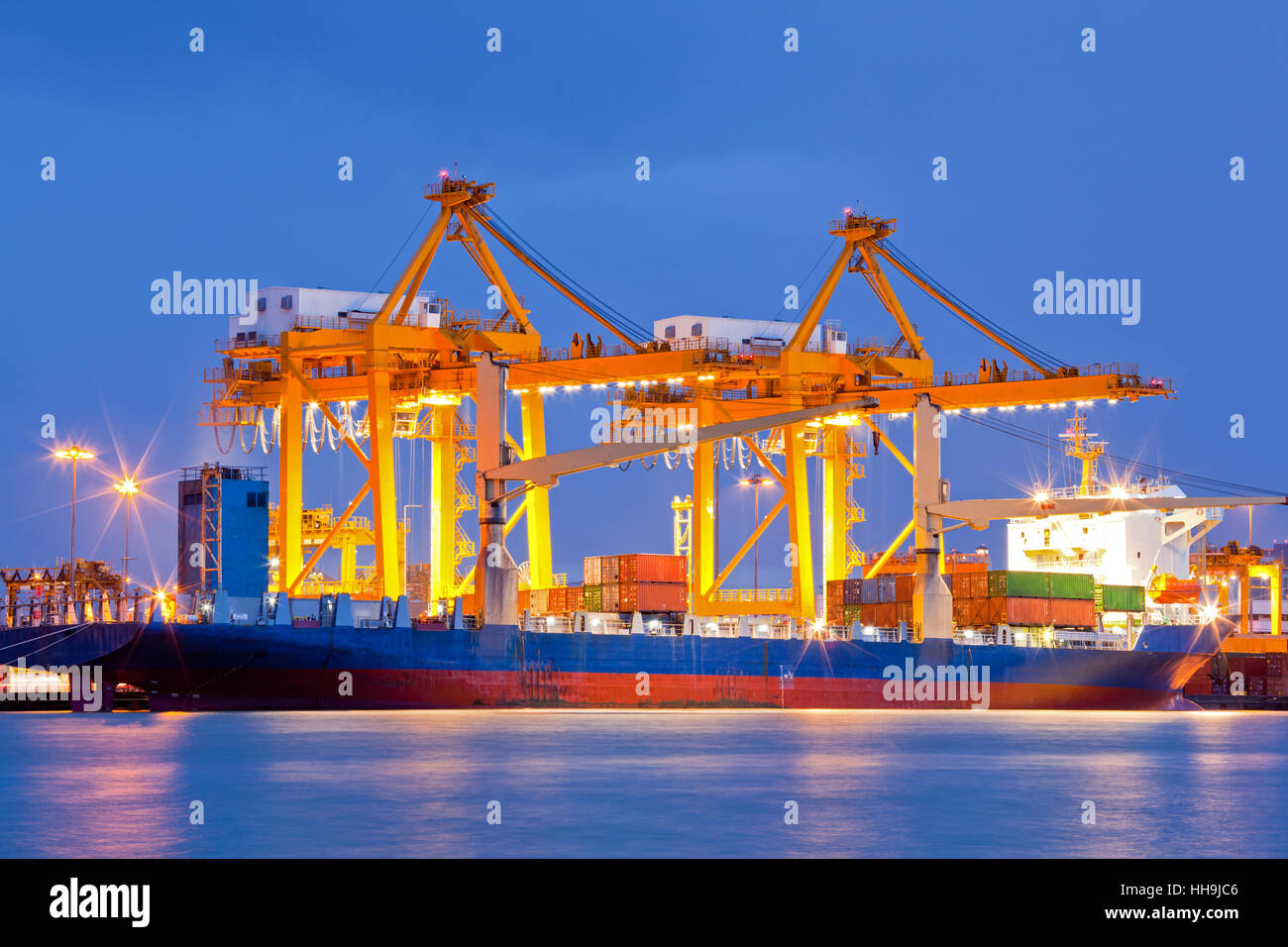 logistics, dusk, terminal, container, freight, ship, cargo, containers ...