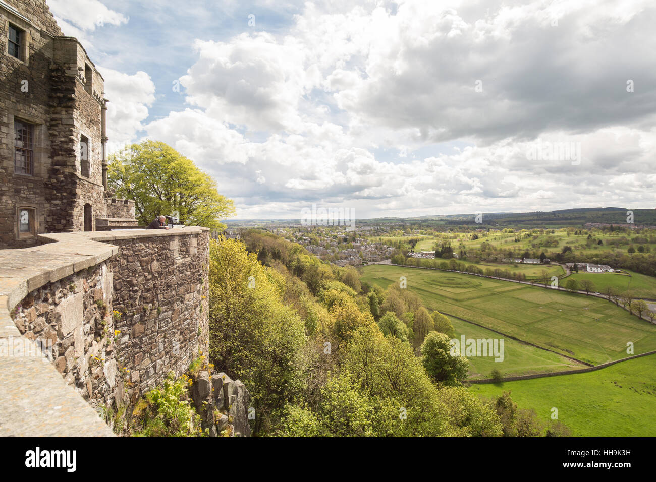 Stirling Castle view over The Kings Knot, formerly the royal gardens, the Kings Park area of