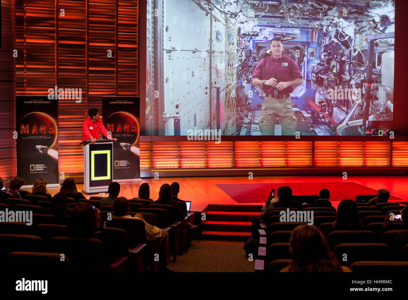 Students to speak with NASA astronaut on Space Station at National Geographic headquarters - Washington, DC USA Stock Photo