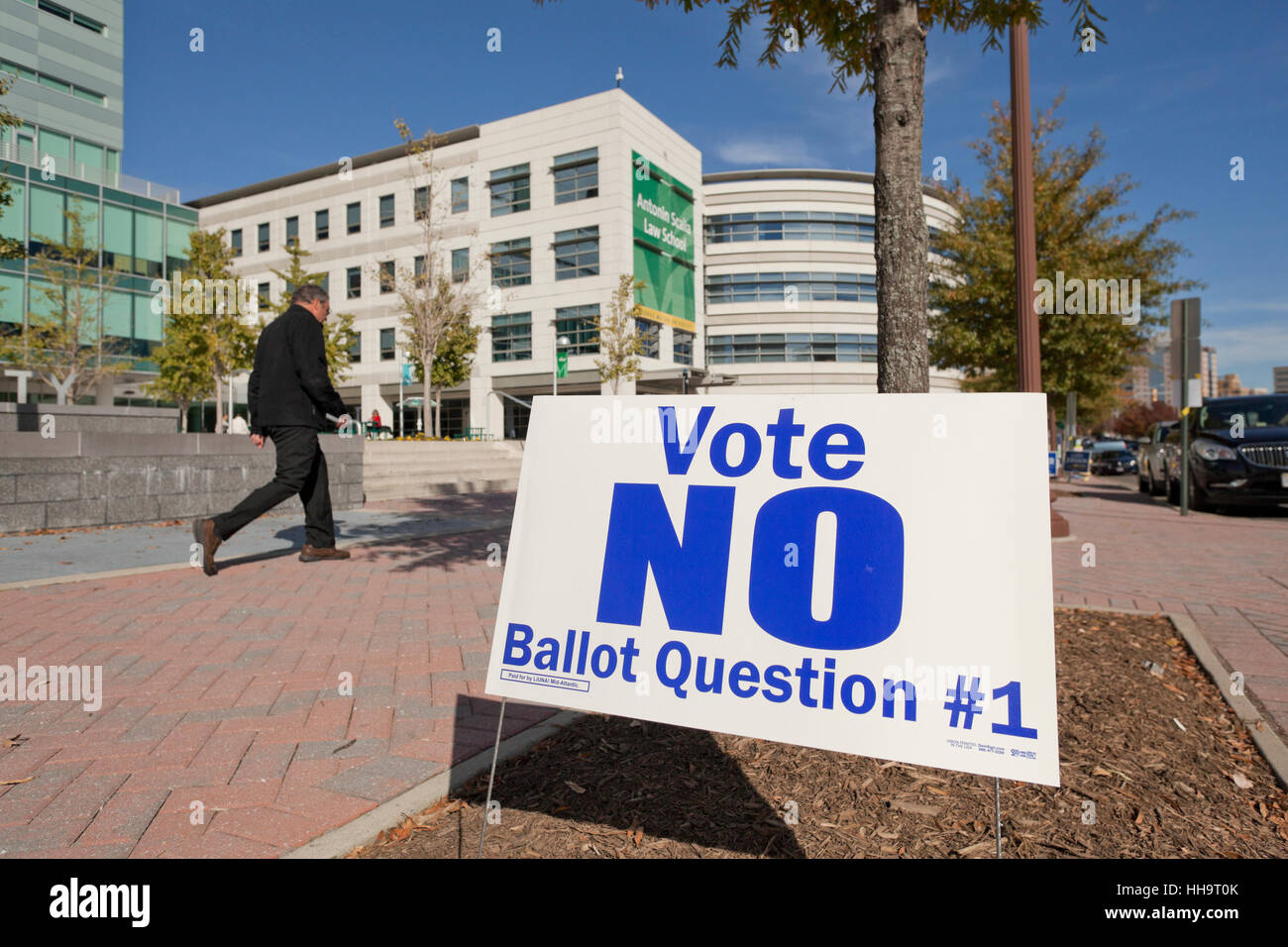 Local municipality voting ad outside of polling place - Arlington, Virginia USA Stock Photo