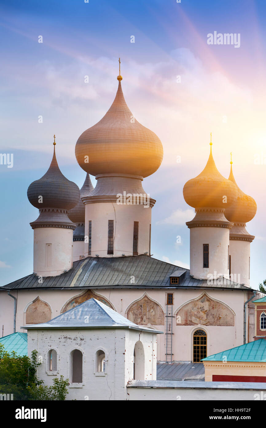 Tikhvin Assumption Monastery, a Russian Orthodox, (Tihvin, Saint Petersburg region, Russia) Stock Photo