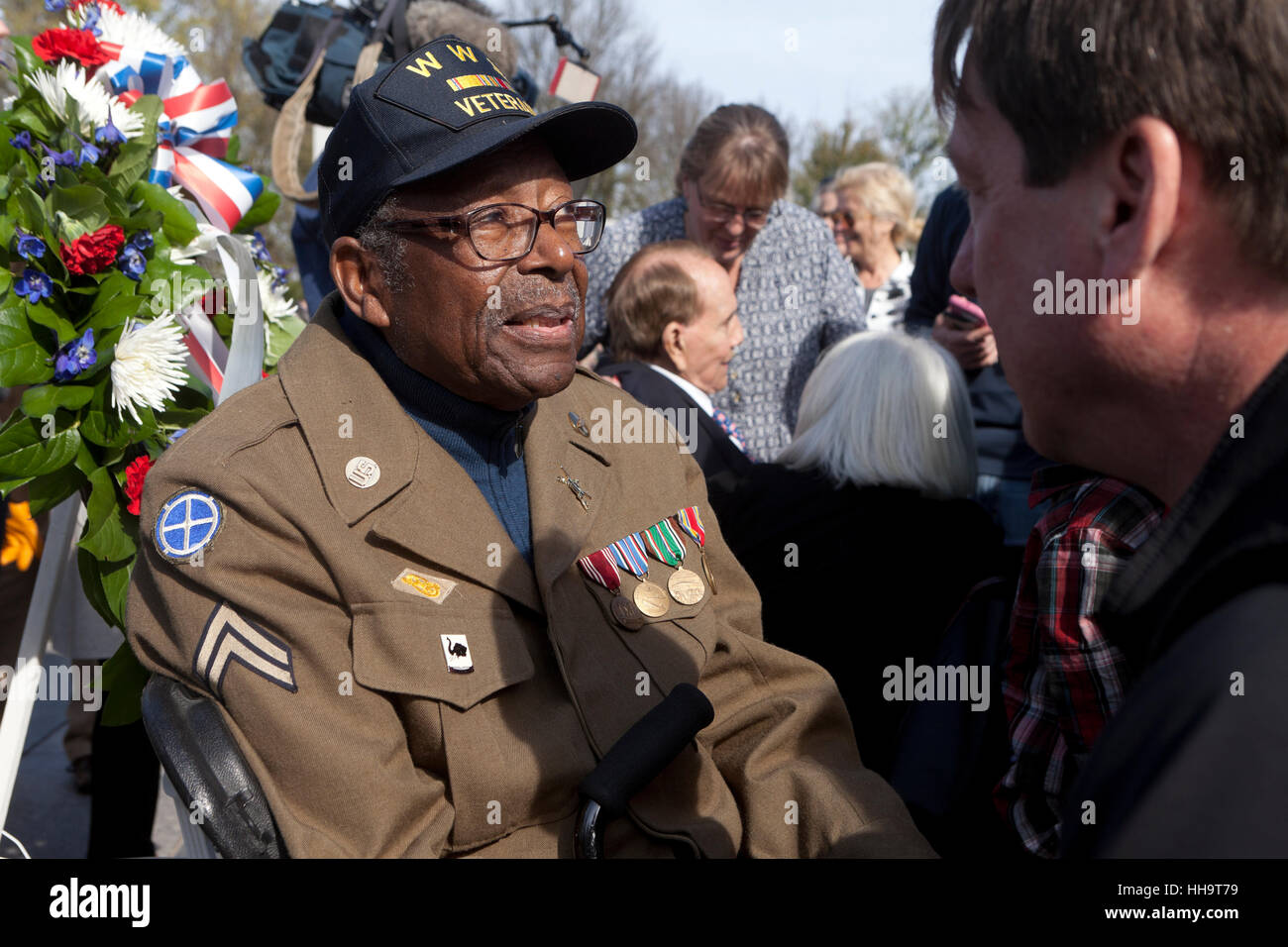 African-American veteran honored WWII memorial on 2016 Memorial Day - Washington, DC USA Stock Photo
