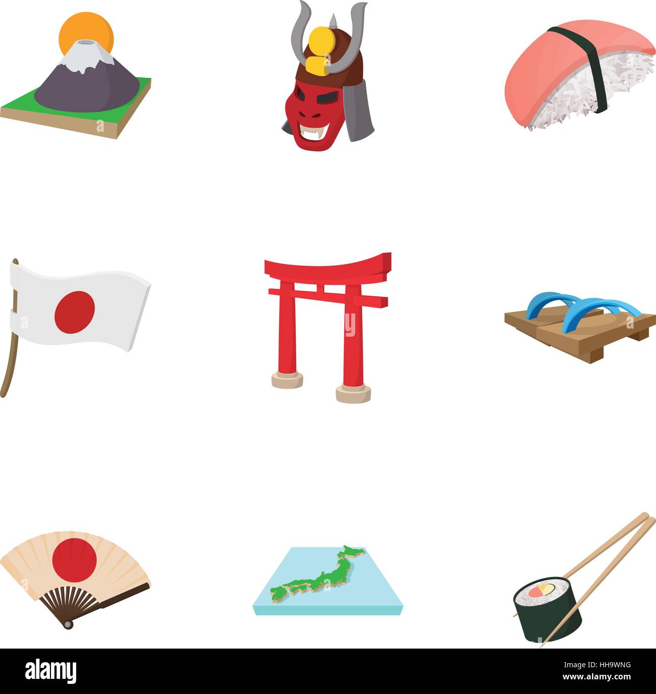 Tourism in Japan icons set, cartoon style Stock Vector Image & Art - Alamy