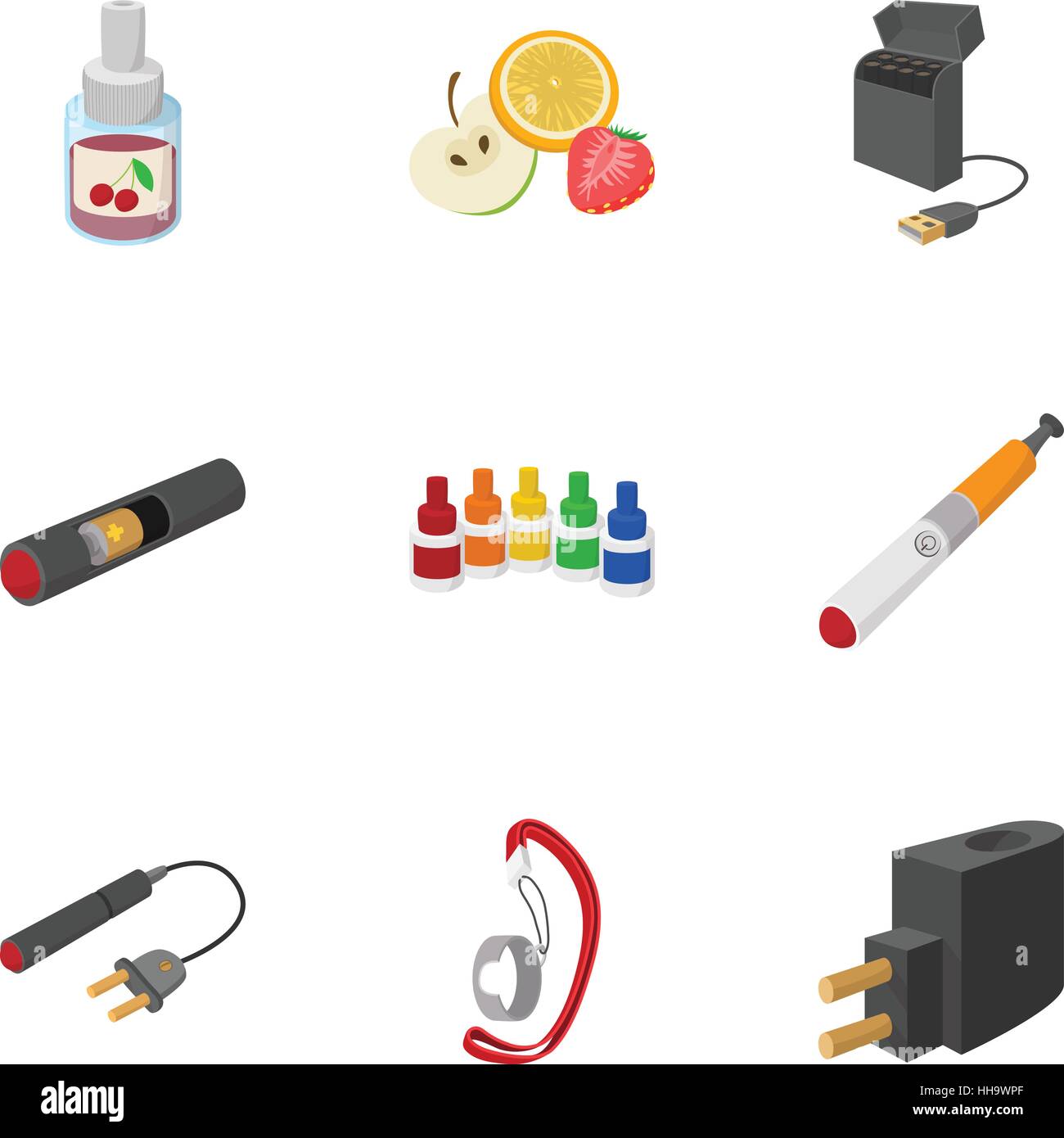 Cigarette icons set, cartoon style Stock Vector