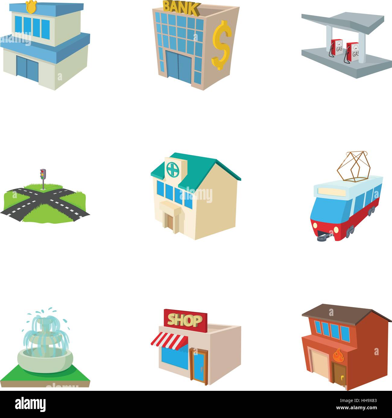 Public building icons set, cartoon style Stock Vector Image & Art - Alamy