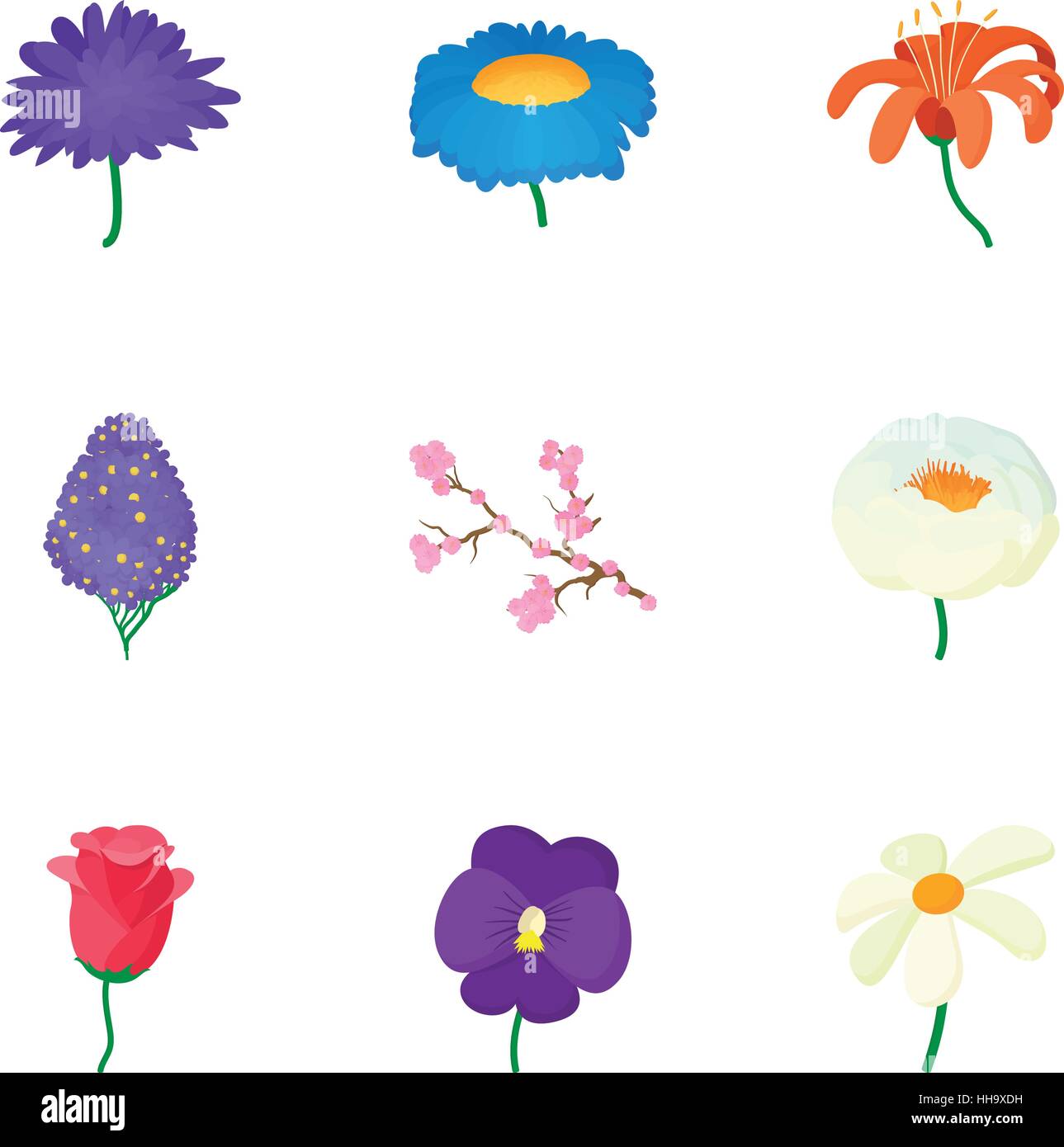 Flowers icons set, cartoon style Stock Vector Image & Art - Alamy