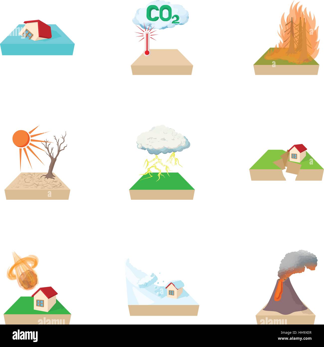 Natural disasters icons set, cartoon style Stock Vector Image & Art - Alamy