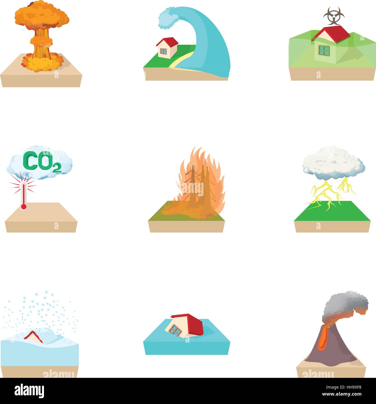 Natural cataclysm icons set, cartoon style Stock Vector Image & Art - Alamy