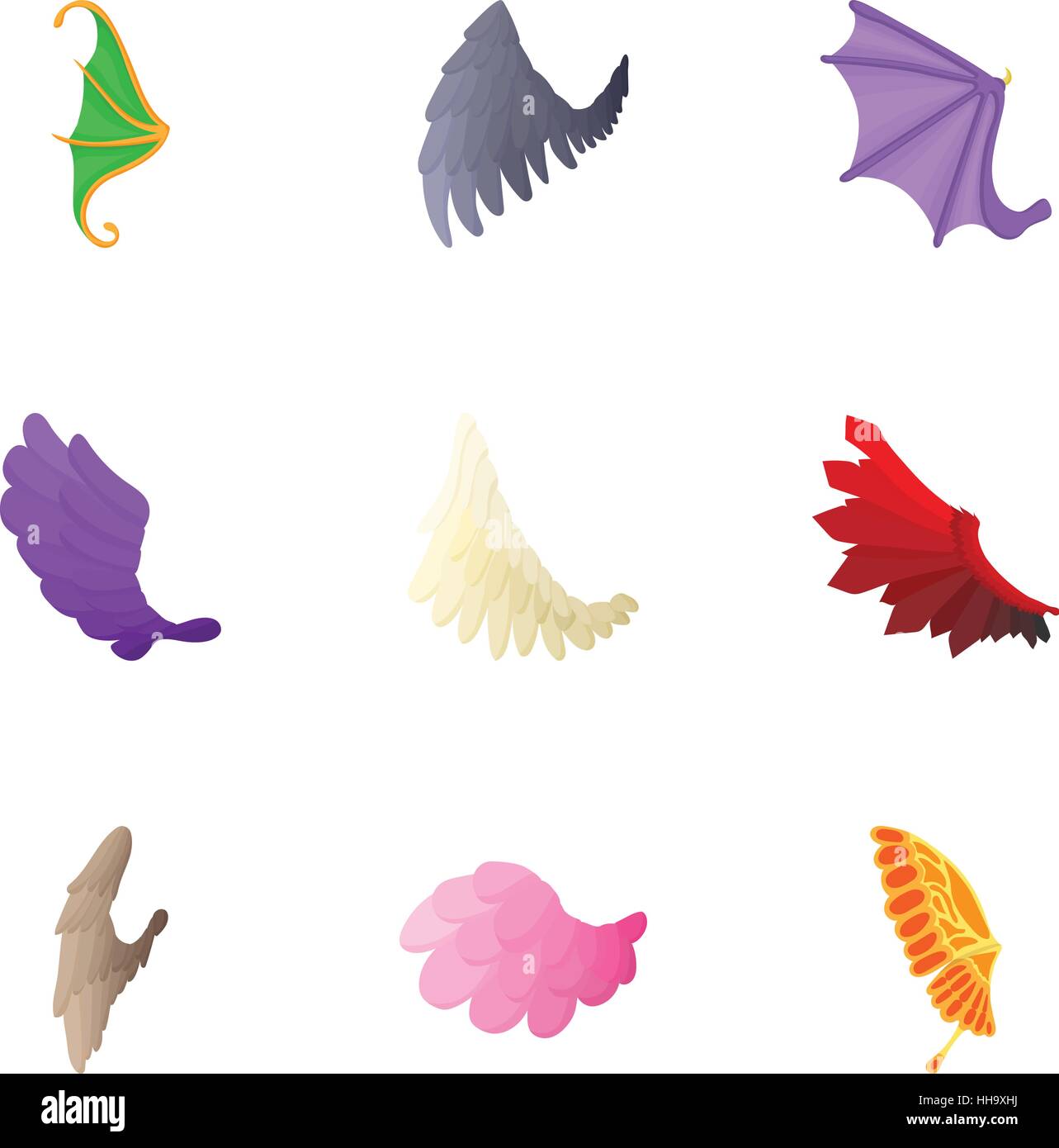 Types wings icons set cartoon hires stock photography and images Alamy