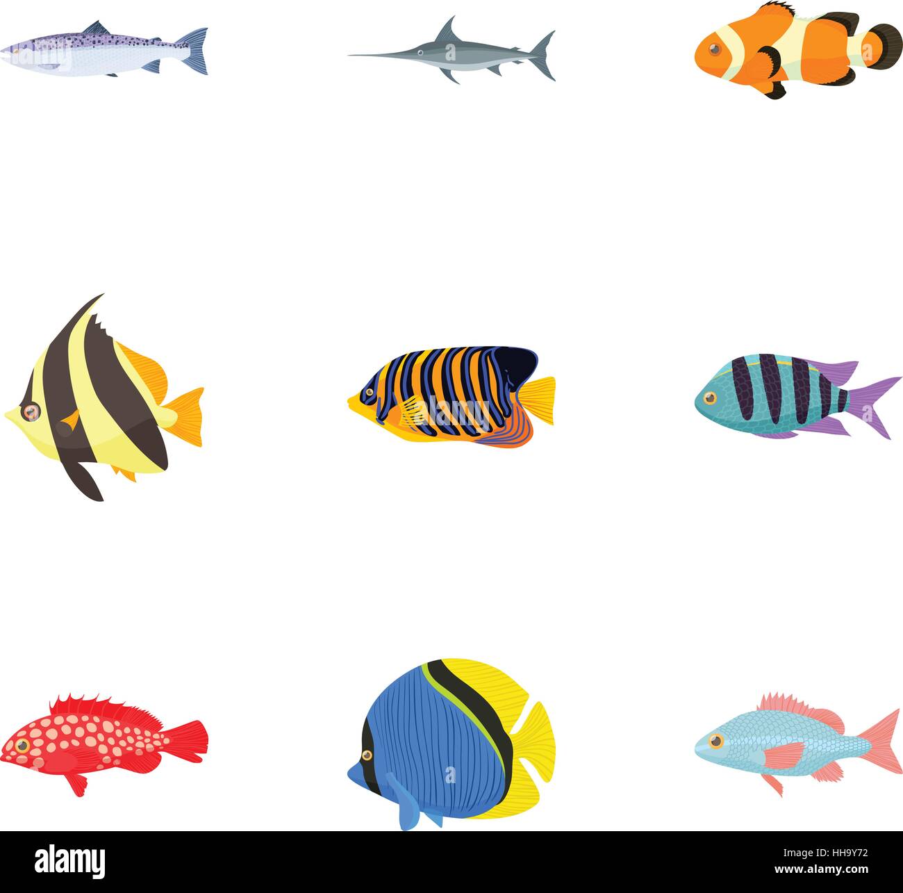 Marine fish icons set, cartoon style Stock Vector Image & Art - Alamy