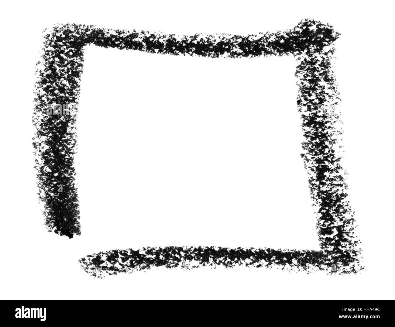 crayon painted square in white back Stock Photo