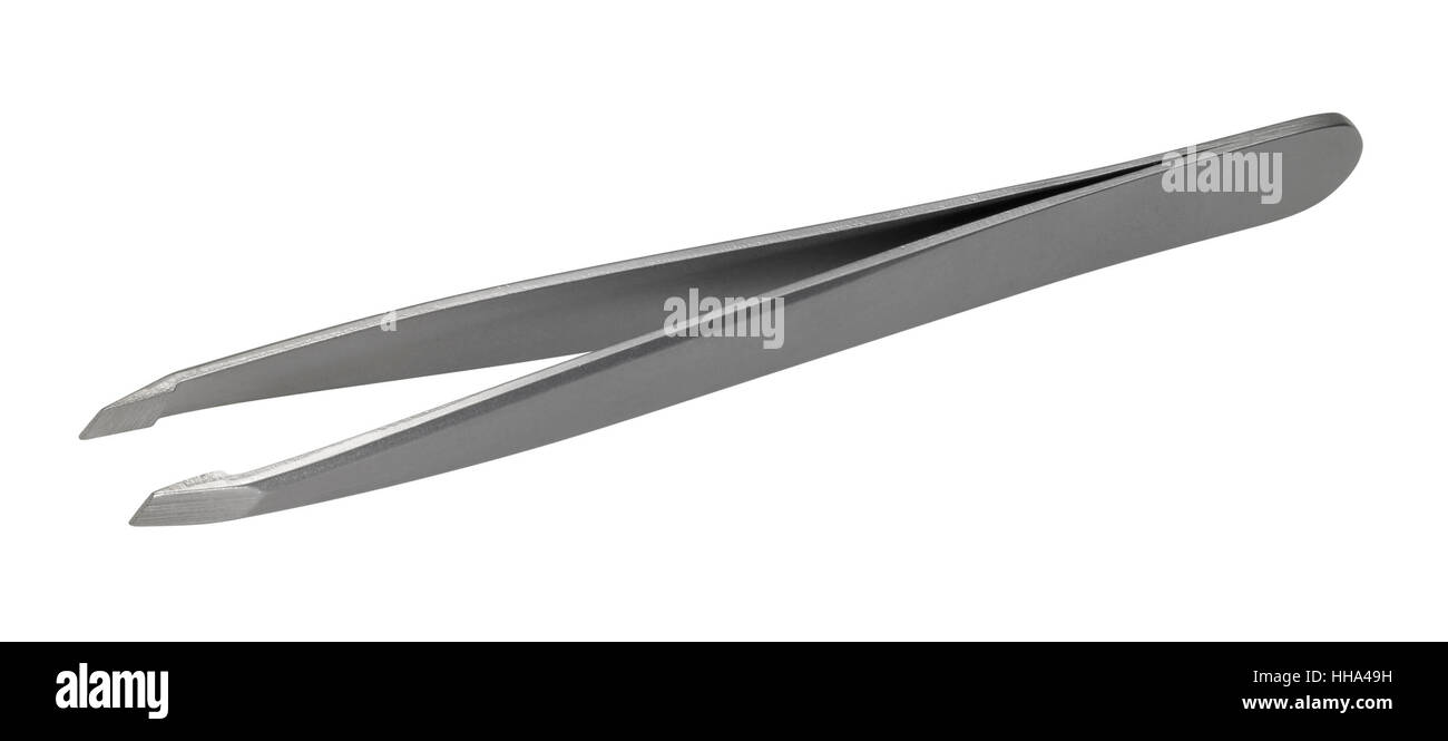 Studio photography showing a pair of tweezers isolated on white with clipping path Stock Photo