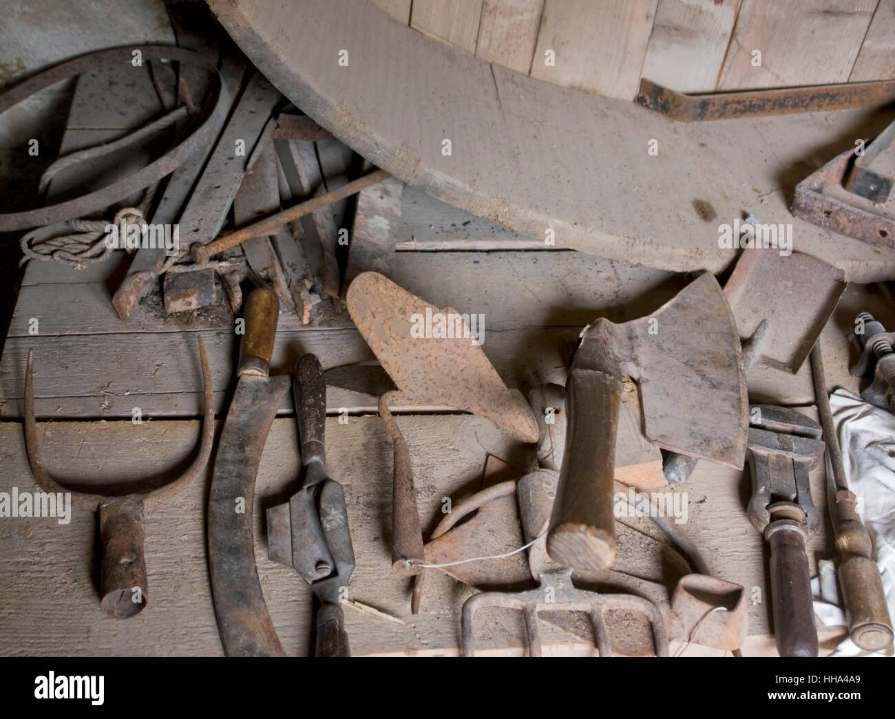 some nostalgic tools in rustic ambiance Stock Photo - Alamy