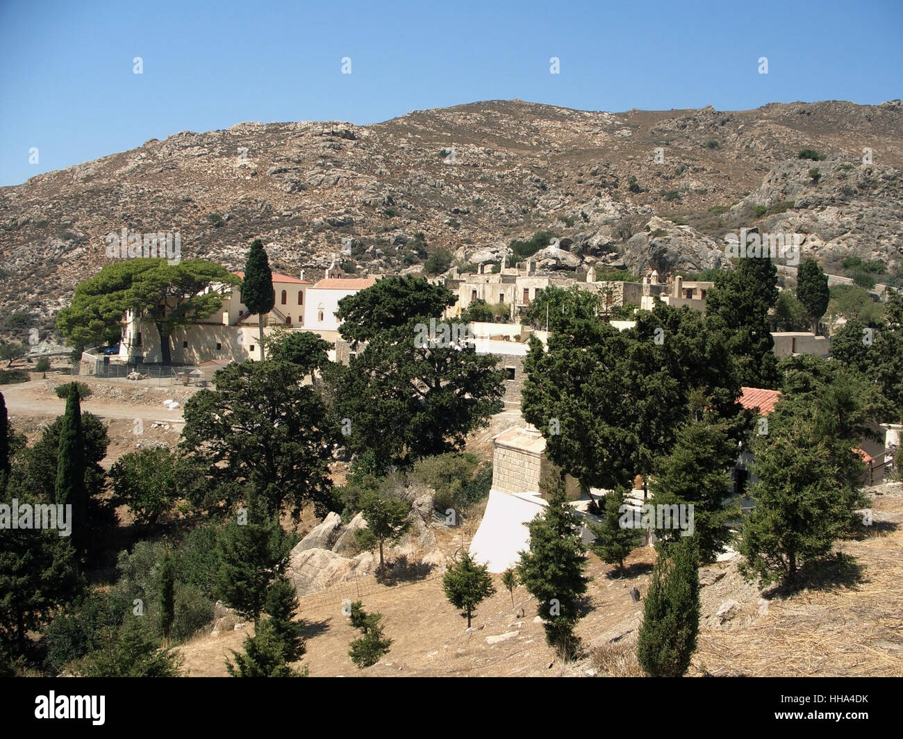 small village in the mountains of Crete (Greece) in bright sunny ambiance Stock Photo