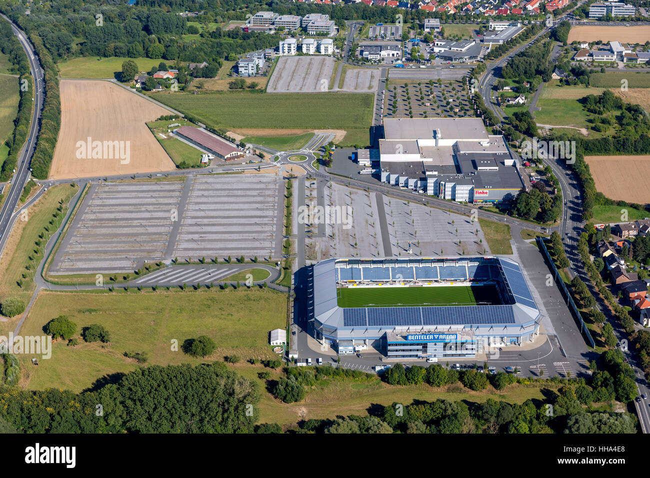 Benteler Arena, soccer stadium in Paderborn, home ground of second division SC Paderborn 07, Soccer, Second Bundesliga, Stock Photo