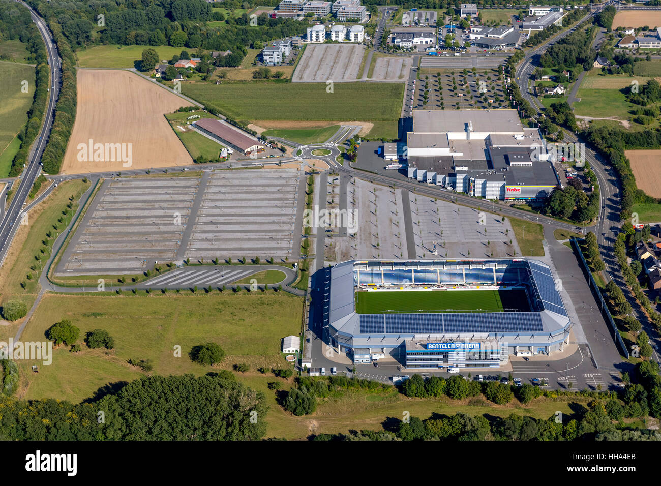 Benteler Arena, soccer stadium in Paderborn, home ground of second division SC Paderborn 07, Soccer, Second Bundesliga, Stock Photo