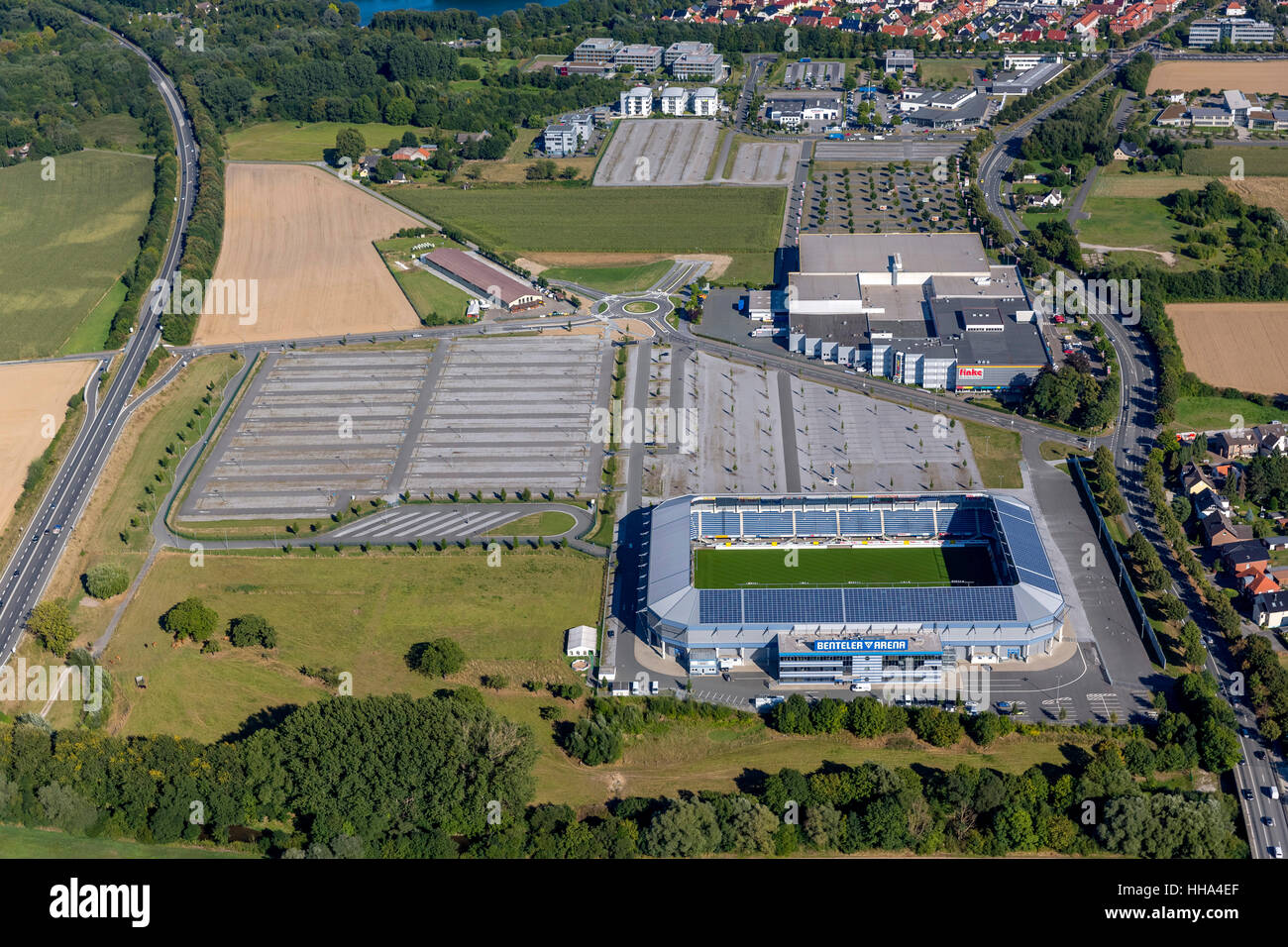 Benteler Arena, soccer stadium in Paderborn, home ground of second division SC Paderborn 07, Soccer, Second Bundesliga, Stock Photo