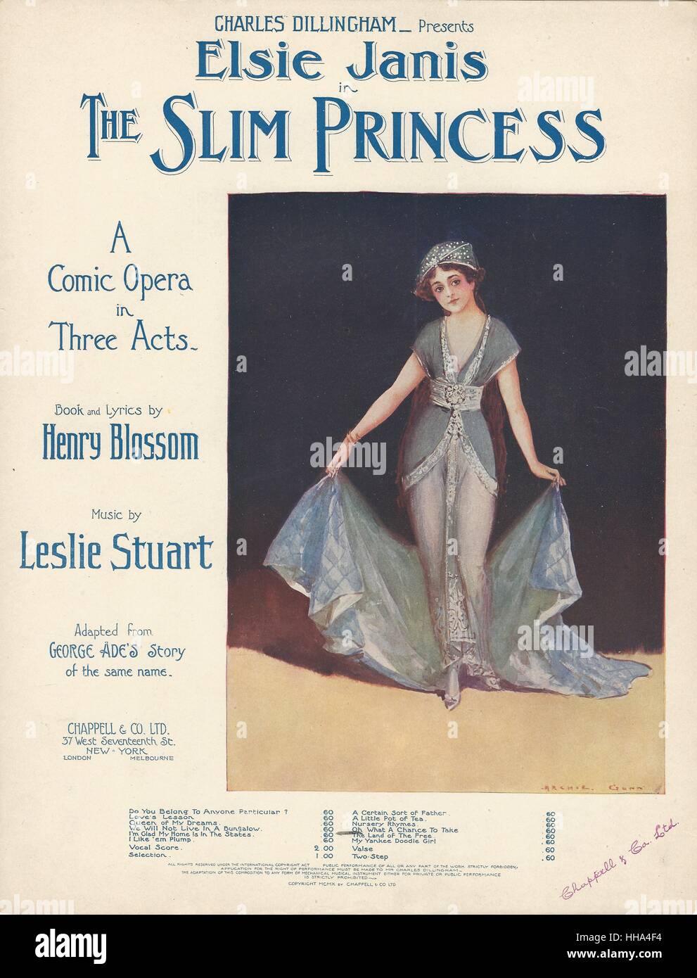 'The Slim Princess' 1911 Musical Sheet Music Cover Stock Photo