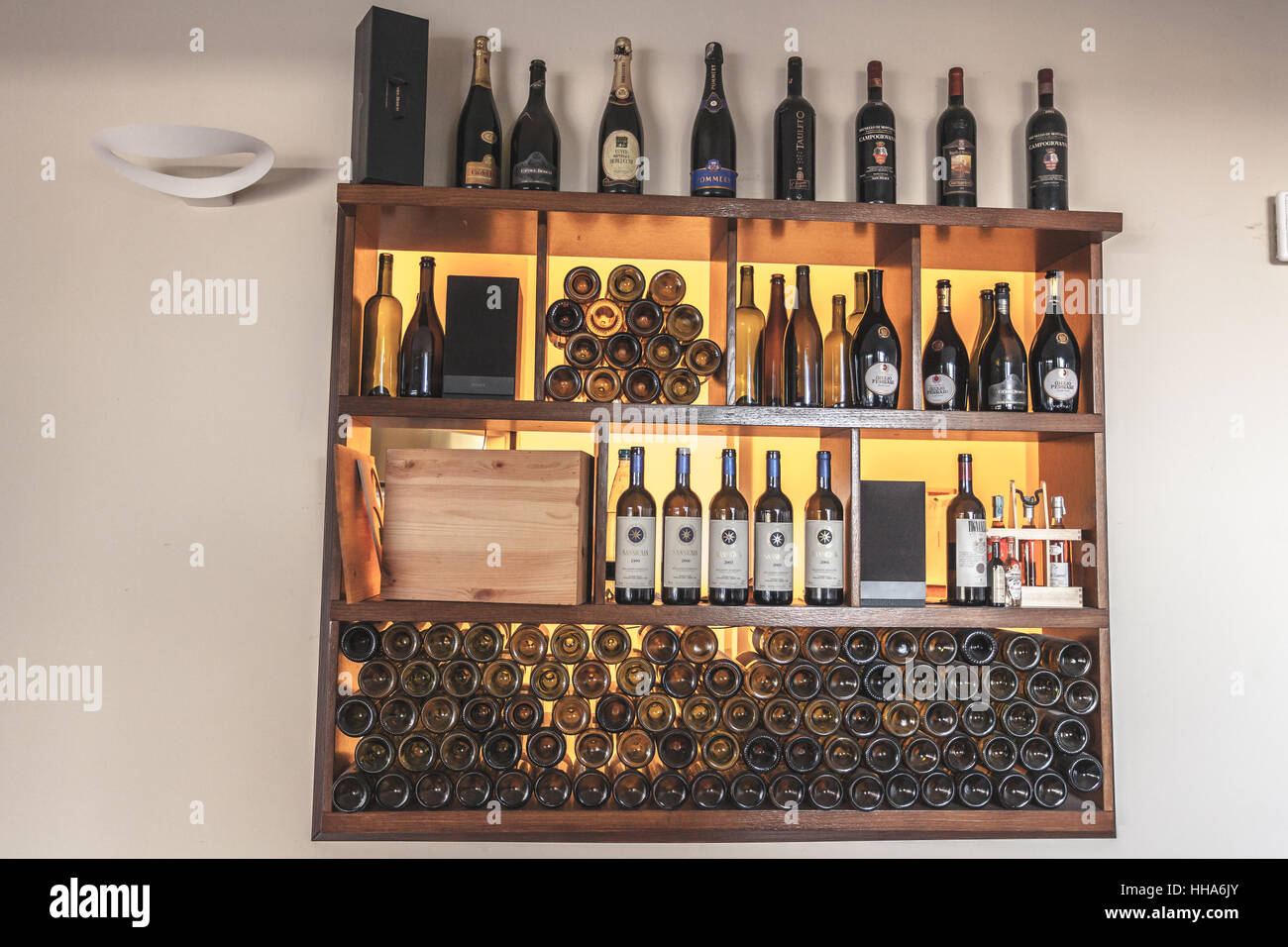 wine bar showcase Stock Photo Alamy