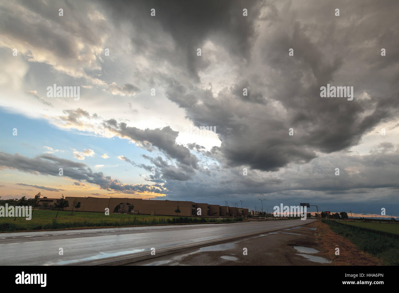 Strange dramatic gray clouds  shapes formed after a storm in Ferrara Italy Stock Photo