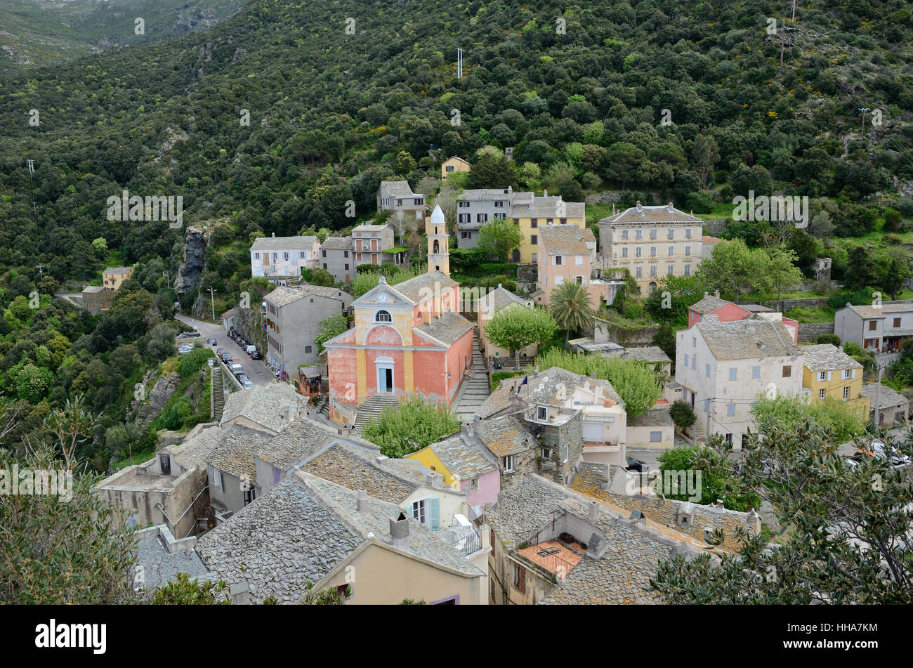 Corsican mountain village Nonza Stock Photo