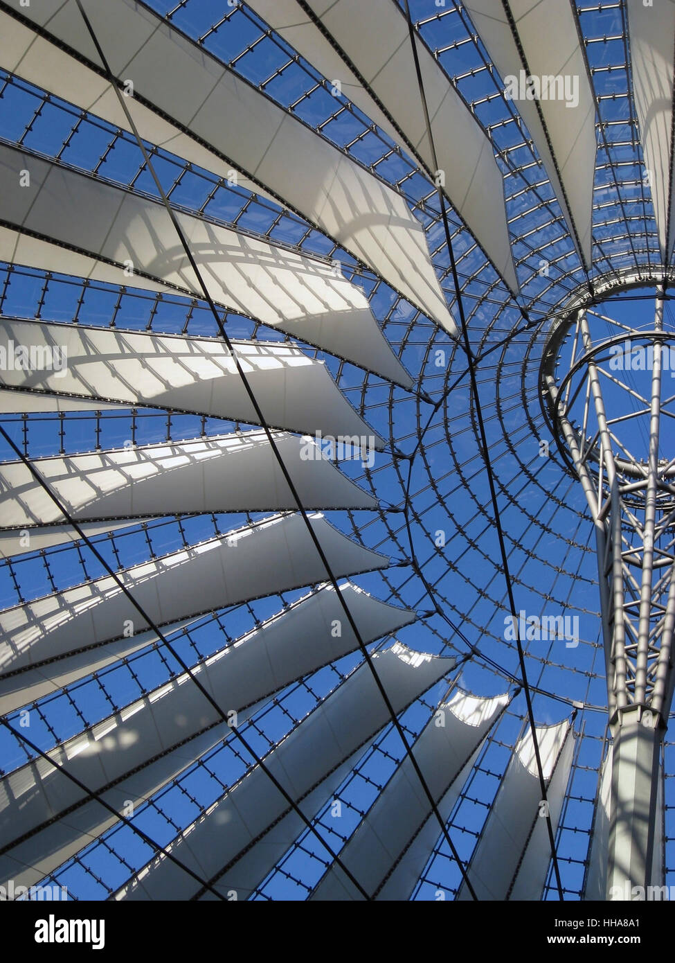 sunny illuminated roof detail of the Sony Center in Berlin (Germany) Stock Photo