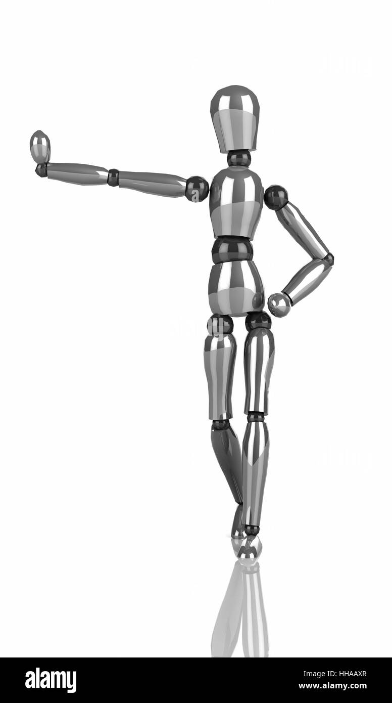 silver mannequin - standing isolated 02 Stock Photo
