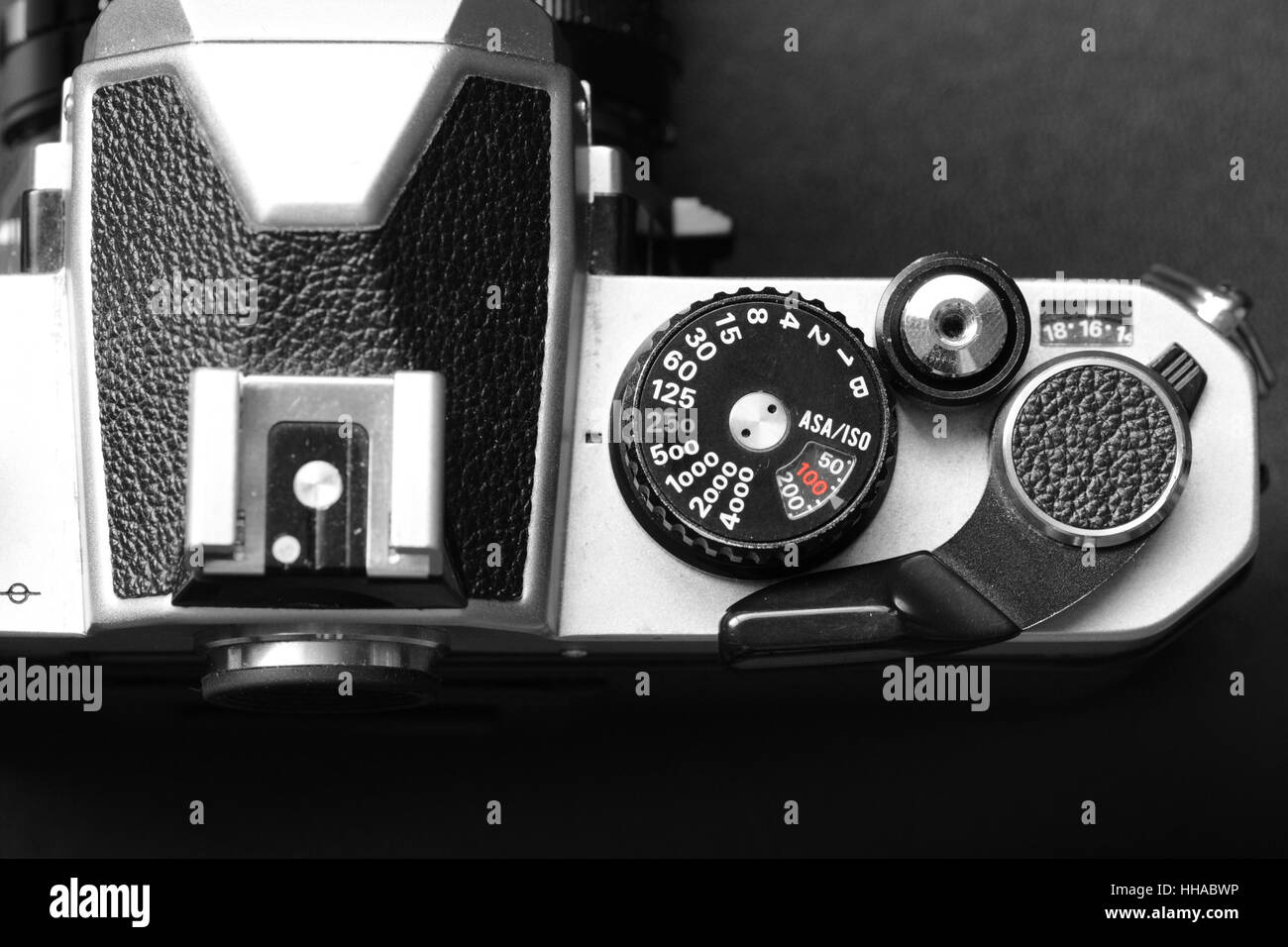 Vintage old film camera with manual focus lens Stock Photo Alamy