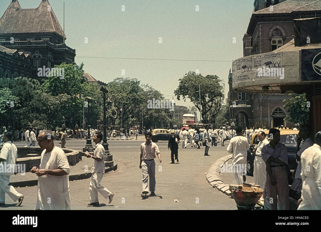 Strassenszene inMumbai 1962 In the city center of Mumbai in the early sixites. Stock Photo