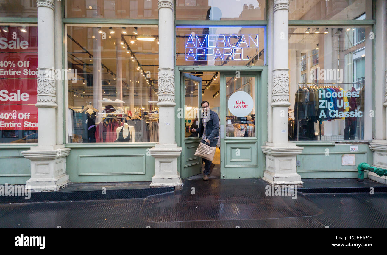 An American Apparel store in Soho in New York on Tuesday, January 17, 2017. Canadian sportswear
