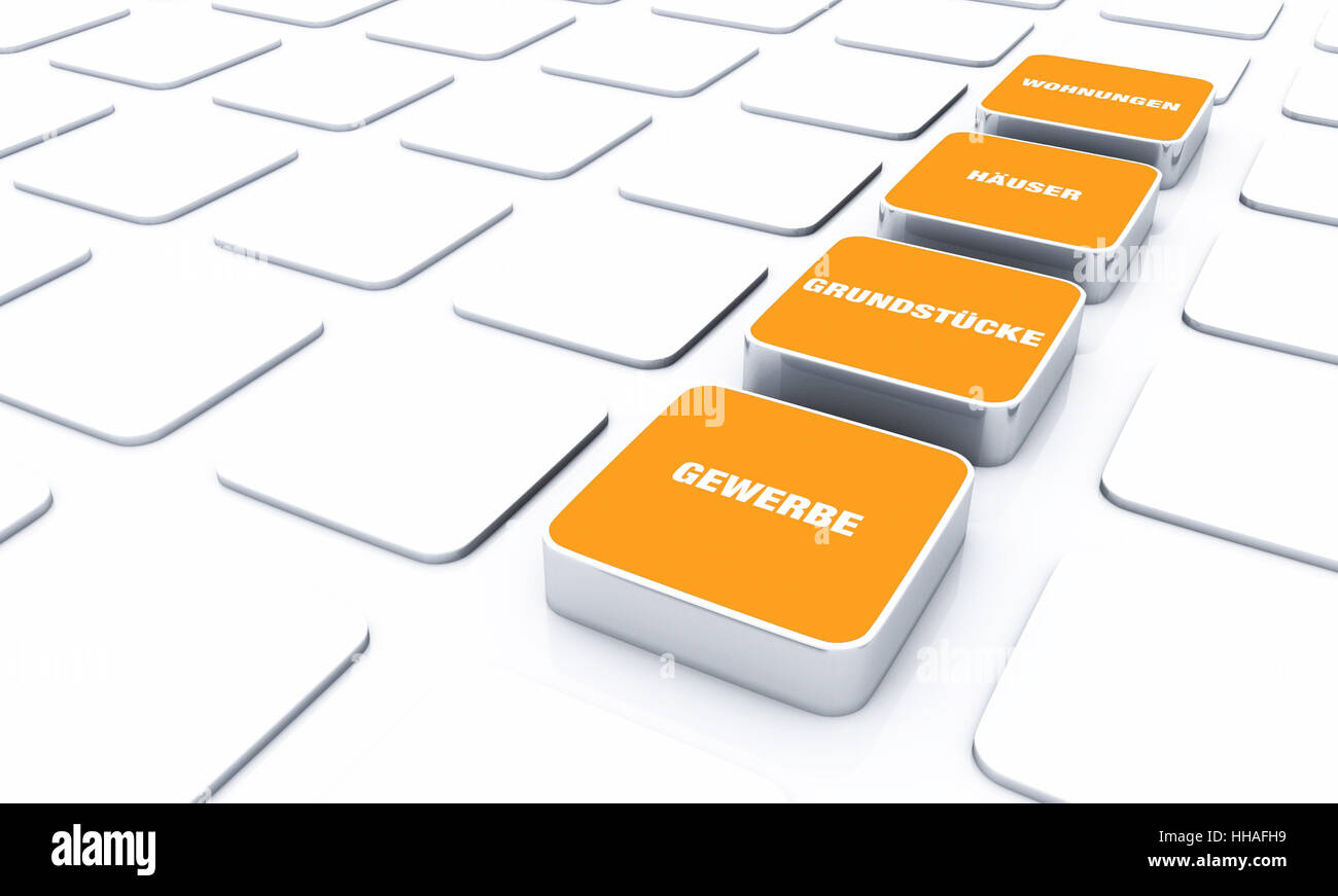 3d pads orange - houses flats plots commercial 6 Stock Photo - Alamy