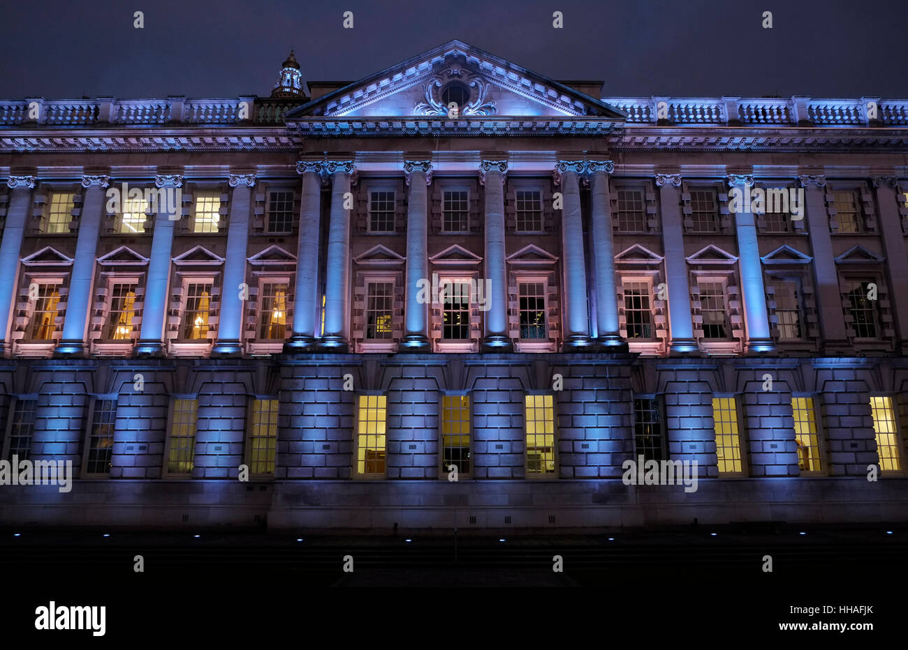 Floodlit West side of Belfast City Hall Stock Photo