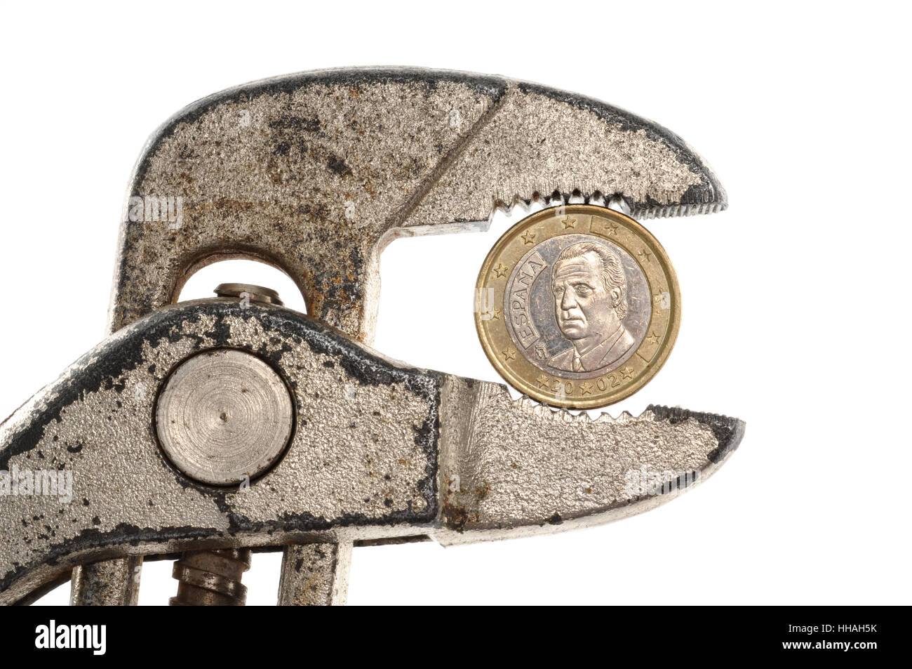 spanish euro in pliers Stock Photo Alamy