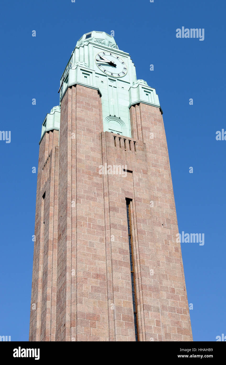 station, tower, helsinki, clock, clock tower, station, railway, locomotive, Stock Photo