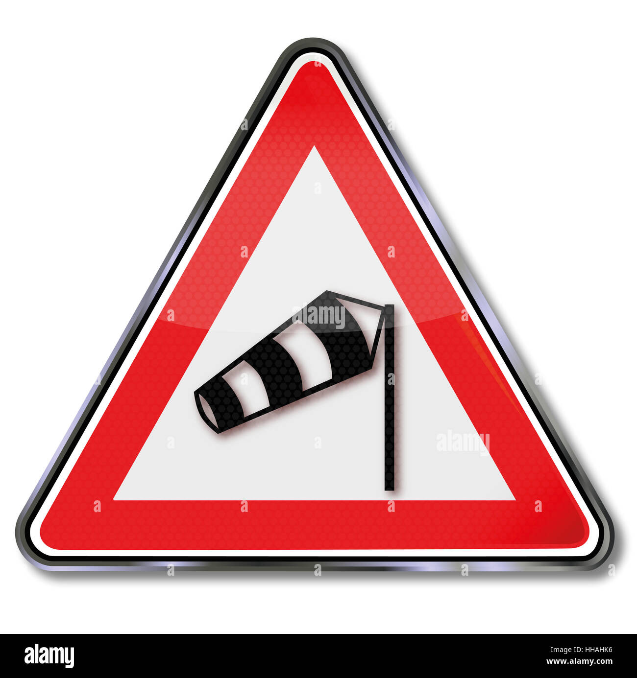 road sign warning crosswinds Stock Photo