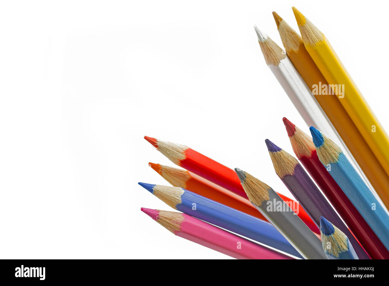 colored pencils on white background Stock Photo