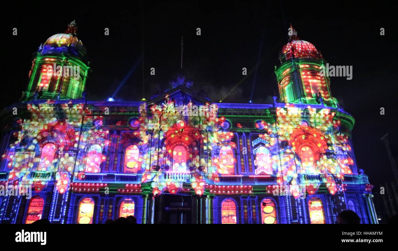 Hull City of Culture 2017 light show Stock Photo Alamy